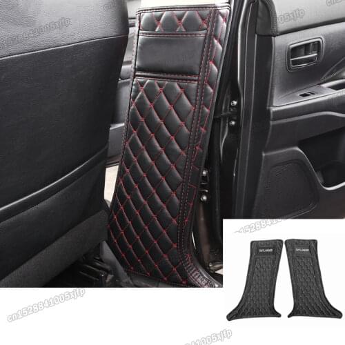 Lsrtw2017 Leather Car Inner Door Post Mat for Mitsubishi Outlander 2013 2014 2015 2016 2017 2018 2019 2020 Interior Accessories