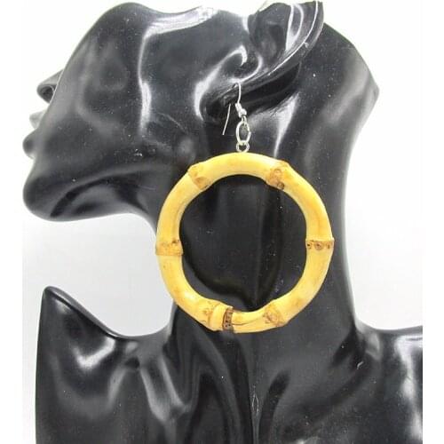 5pairs/lot bamboo earring round shape earrings