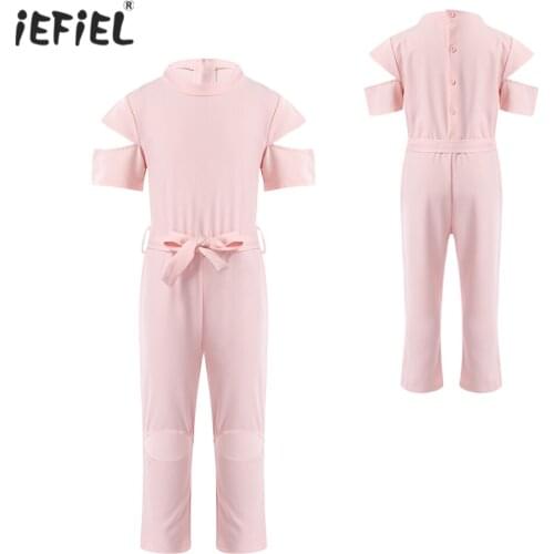 Kids Girls Summer Fashion Jumpsuit Short Sleeve Elastic Waistband Bodysuit Girls Clothes Set Street Casual Costumes for Girls