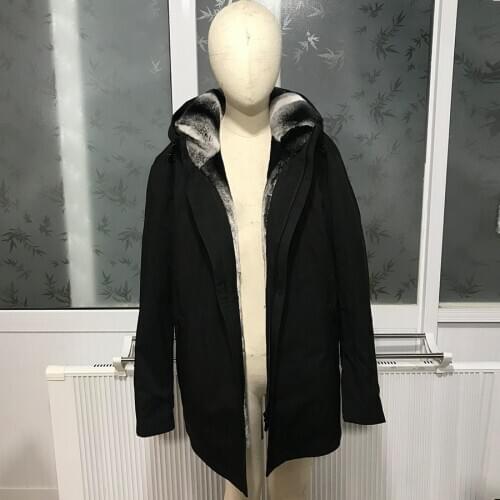 Men Jacket Winter Parka 100% Natural Rabbit Fur Lined Coat Windproof Outwear New Business Casual High Quality