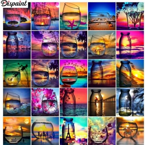Dispaint Full Square/Round Drill 5D DIY Diamond Painting "Bottle landscape" 3D Embroidery Cross Stitch 3D Home Decor Gift