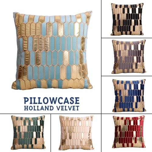 45cm Patch Gold Embroidery Pillowcase Retro European Style Sofa Cushion Cover Home Decorative Short Plush Pillow Cover Cushion