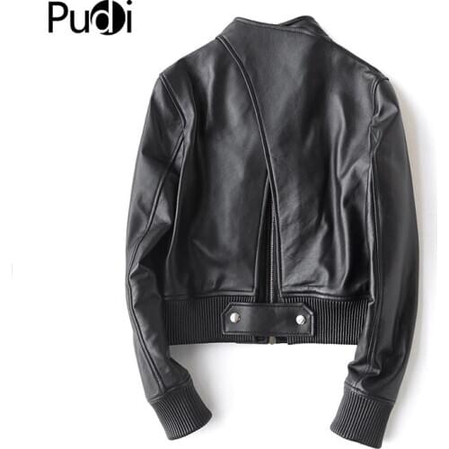 PUDI A22293 2020 New Fashion Women Real Sheep Leather Ball Coat Lady Genuine Leather Leisure Motorcycle Jacket Fall/winter Coat