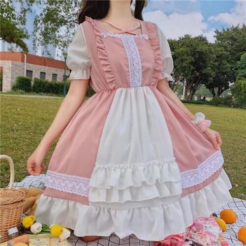 New Women Lady Maid Costume Lolita Dress Girl Cute Japanese Sweet Princess Fairy Party Gothic Robe Renaissance Kawaii Clothes