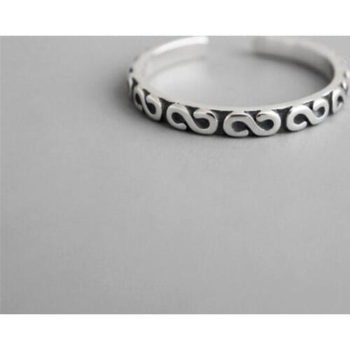 New Arrival High-quality Personality 925 Sterling Silver Jewelry Thai Silver S-shaped Pattern Letter Opening Rings SR243