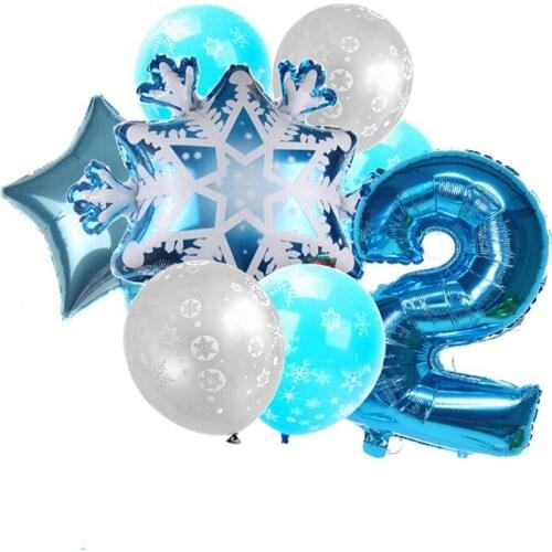 New Snowflake Birthday 10pcs Balloon Package Girl Boy Baby Shower Party Large 30inch Blue Number Inflatable Ball Decoration Suit