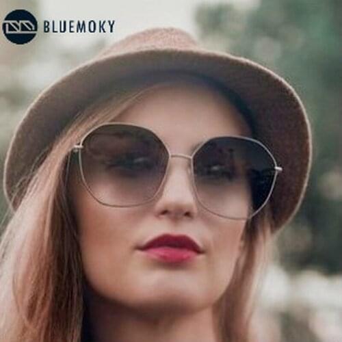 BLUEMOKY Metal Acetate Oversize Polygon Polarized Sunglasses Outdoor Goggle Driving Travel UV400 Shades for Women Sun Glasses