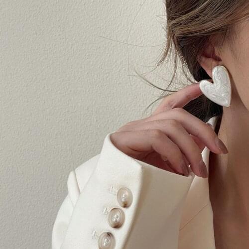 Autumn Winter New Big Heart Earrings for women Statement Dangle Earring 2021 Trend Jewelry