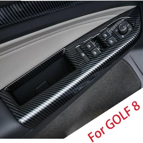 For Volkswagen VW Golf 8 MK8 2020 2021 Interior Window Lift Switch Panel Door Handle Trim Carbon Fiber ABS Car Styling