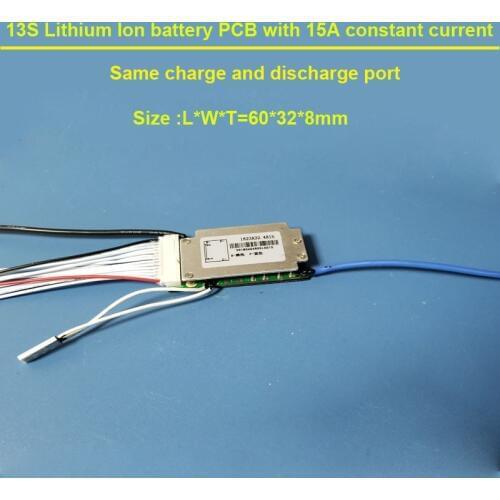 54.6V or 48V small size PCB and BMS for electric kit lithium battery with 15A constant charge and discharge current