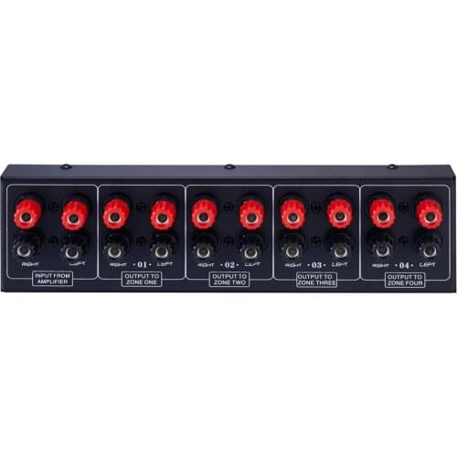 1 In 4 Out Speaker Distribution Panel 4-Zone Stereo Audio Splitter with Banana Plug for Distributed Audio Receiver Splitter Box