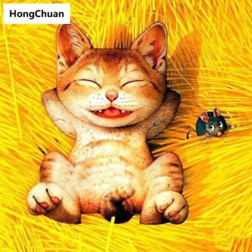 Christmas happy cat cartoon 5D DIY square/round diamond painting gift cross stitch mosaic diamond embroidery home decoration