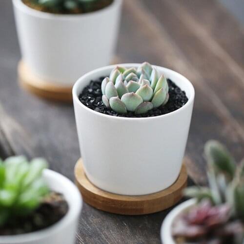 Garden supplies garden pots planter ceramic pastoral glazed mid flower pot+bamboo pot trays set styles flower green palnt pots