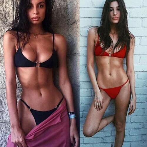 Sexy Bikinis Women Swimsuit Sexy Summer Beach Wear Push Up Red Swimwear Female Bikini Halter Top Bathing Suits Swim