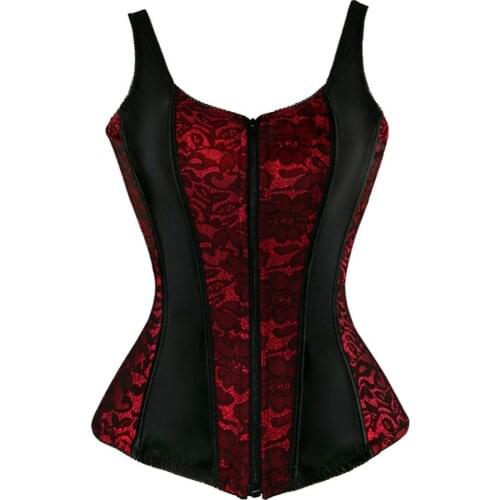 Sexy Corsets and Bustiers for Women Lingerie Lace Floral Brocade Corset with Straps Corselet Overbust Top Vest Plus Size