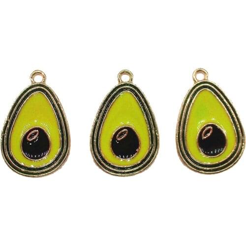 10pcs/lot 15x23mm Enamel Avocado Fruit Charm for Jewelry Making Bracelet Charms Necklace pendant DIY Findings New XL583