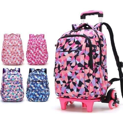 Printing School Bags For Girls Mochila Escolar Trolley Plecak Szkolny Casual Sac A Dos Enfant Waterproof Zaino Scuola On Wheels