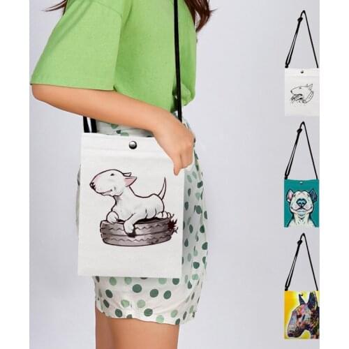 Funny Cute Bull Terrier Print Crossbody Bags for Women 2021 Trend Hand Bag Leisure Outdoor Mini Messager Flap Bags for Phone