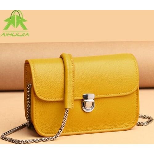 Fashion Genuine Leather Handbag for Women High Quality Chain Small Messenger Bag 2021 New Luxury Designer Female Shoulder Bags