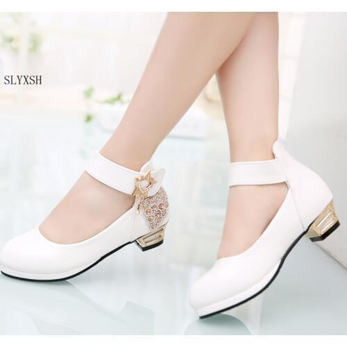 Girls PU Leather Shoes 2020 New Party Shoes For Girls Flower Wedding Children Single Student Princess Girls Shoes size 26-37