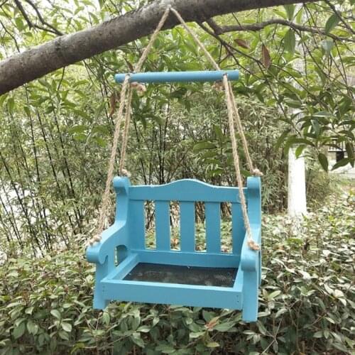Outdoor Wooden Bird Feeder Bird Feeder Swing Chair Wild Bird Wooden Seed Feeding Station For Outdoor Courtyard Yard