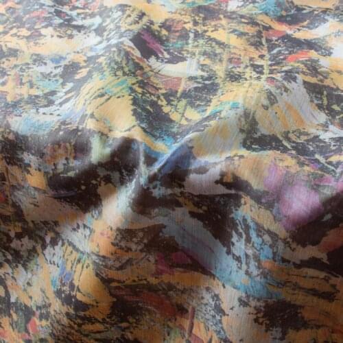 High quality silk cotton and hemp fabric Oil Painting printing tissu retro dress shirt clothing cheongsam material