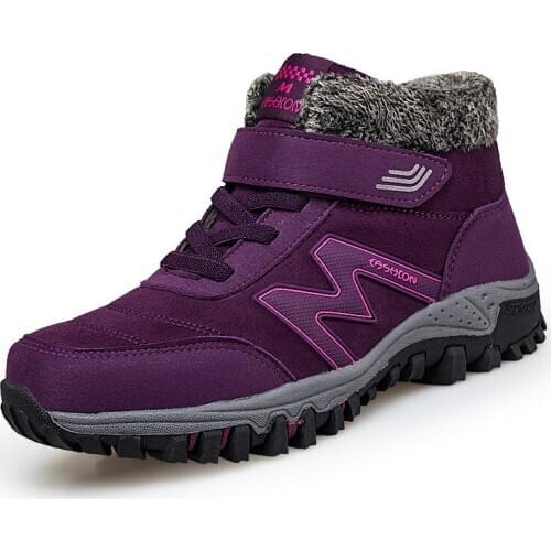 Hot Sale New Winter Platform Boots Imitation Deerskin Leather Snow Boots Female Casual Shoes Black Lace-Up Ankle Boot Mujer