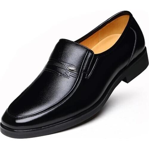 Winter Warm With Velvet Male Leather Shoes Men Dress Shoes Business Classic Square Toe Leather Shoes Men Formal Footwear Slip-On