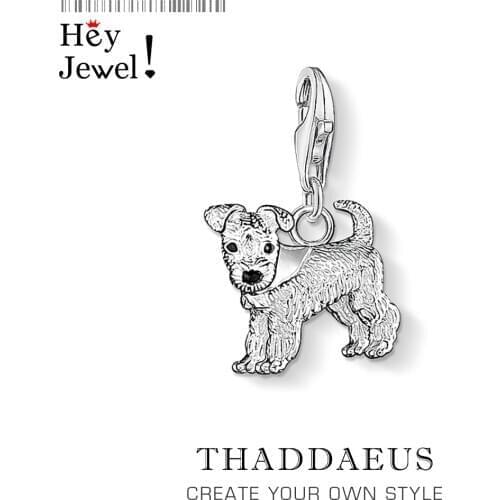 2019 Winter Brand New Fashion Small Dog Charm 925 Sterling Silver Pure Cute Pendant Fit Bracelet Women Men Charm Jewelry Gifts