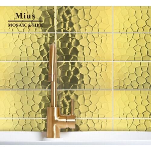 Gold brushed stainless steel metal tile mosaic for bathroom kitchen backsplash