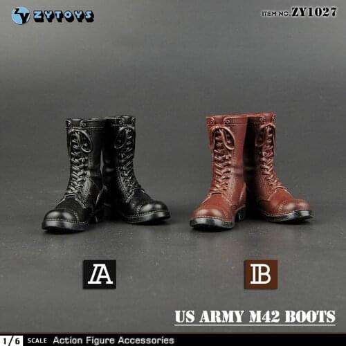 ZYTOYS 1:6 ZY1027 Men Soldier WWII M42 American Armies Combat Boots Leggings Shoes for 12" Action Figure Body Accessories Toy