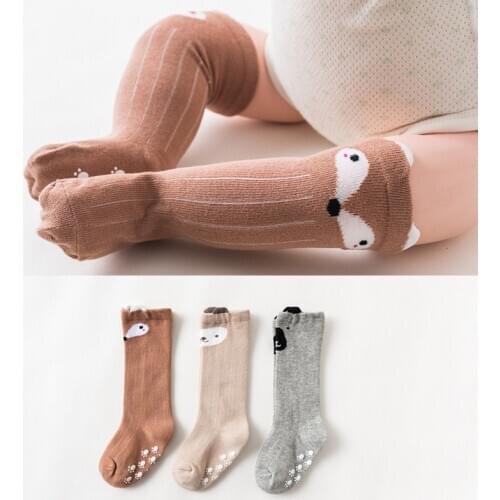 1 Pair 0 To 36M Cute Fox Baby Sock Non Slip with Grips Cotton Long Socks for Infant Girls Boys Newborn Knee High Socks