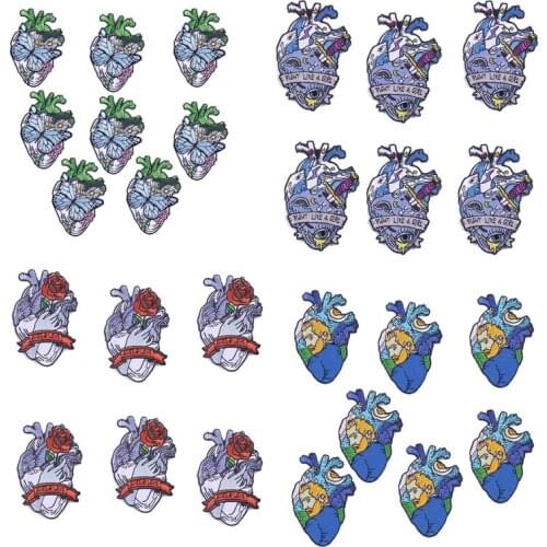 10Pcs/Set Van Gogh Oil Painting Heart Stripes Patch Butterfly Flower Patches For Clothing Thermoadhesive Patches Iron On Patch