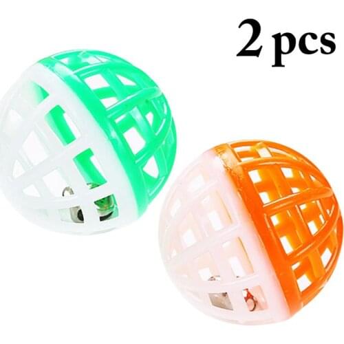 2 Pcs Plastic Cat Toy Balls Creative Cat Playing Teasing Ball With Small Bell Interactive Kitten Training Exercise Toys Ball