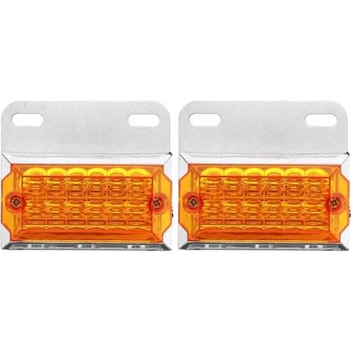 2Pcs 24V 15 LED Truck Side Marker Light External Lights Squarde Warning Tail Light Signal Lamps Auto Trailer Truck Lorry