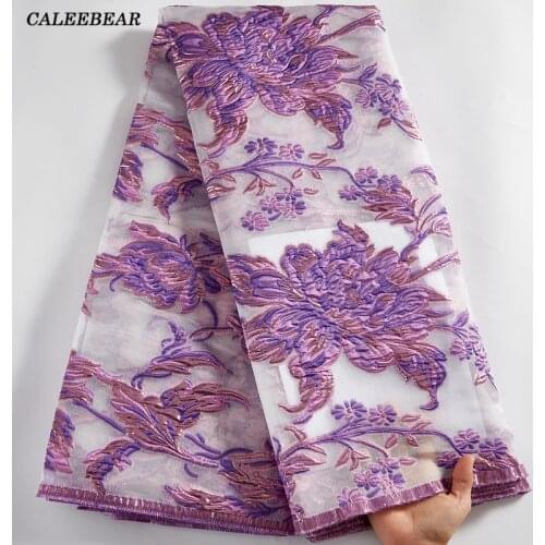 2021 African Gilding Lace Fabric Purple Brocade French Tulle Jacquard Lace Fabric For Nigerian Wedding Party Dress Lace S8005