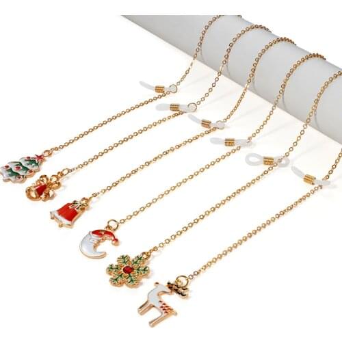 2021 New Women Fashion Metal Christmas Sunglasses Mask Chain Trendy Mask Holder Necklace Glasses Chain Jewelry