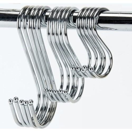 6Pcs Metal S-Shaped Hooks Kitchen Storage Holders Clasp Sundries Organizer Cast Iron Hanging S Hooks Clothes Bag Hanger