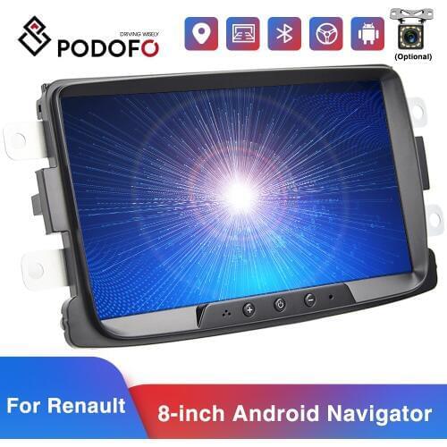 Podofo 2din Android 8.1 Car Radio Car Multimedia Player GPS Bluetooth WIFI Mirrorlink Car Stereo For Renault Duster/Logan/Dokker