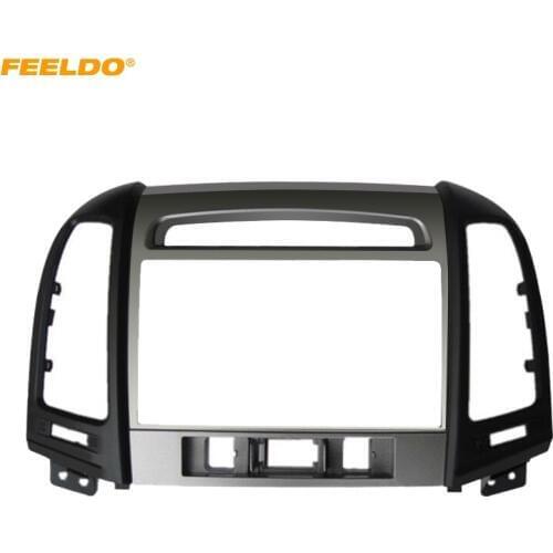 FEELDO Car 2Din DVD Radio Fascia Frame for Hyundai Santafe 2006-2012 Stereo Face Panel Installation Trim Kit #AM5136