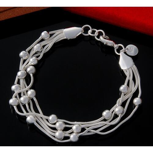 S925 Silver color jewelry Bracelet ,Five-wire light bead bracelets, fashion jewelry Bracelet wholesale price! h234