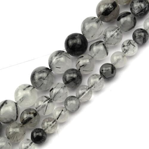 Black Rutilated Quartz beads Natural crystal Stone beads DIY Loose beads for Jewelry bracelet accessories making