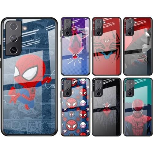 Tempered Glass Cover Super Hero Avengers Spider-Man For Samsung Galaxy S20 FE S10e S10 S9 S8 Ultra Plus Lite Plus 5G Phone Case