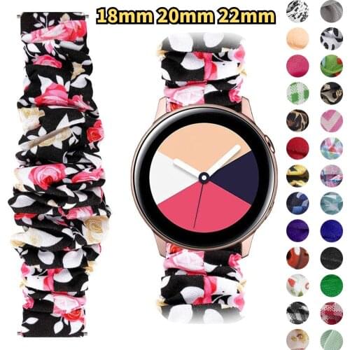 Scrunchies Elastic correa band 20mm 22mm For samsung galaxy watch 3 41mm 45mm For huawei watch GT2 Pro bracelet For Amazfit Bip