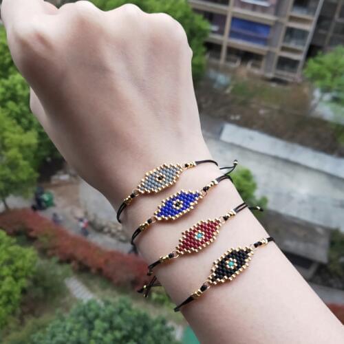 FAIRYWOO Turkey Evil Eye Bracelets Ins Hot Gothic Girls Jewelry Gold Handmade Drawstring Rope Bracelet Woman Kid Friendship Gift