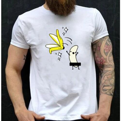 Summer Fun Cartoon Boutique T-Shirt Men Funny Banana Print Short Sleeve O-Neck Clothes Hot Sale Kawaii Harajuku Streetwear Male