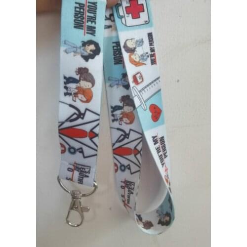 Hot Sale! Greys Anatomy Doctors nurse Lanyard Neck Strap Card Bus ID Holders With Key Chain