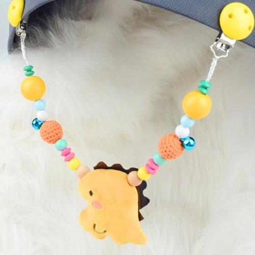 K1KC Baby Stroller Pendant Rattle Pacifier Chain Pram Clip Crochet Beads Infants Toy