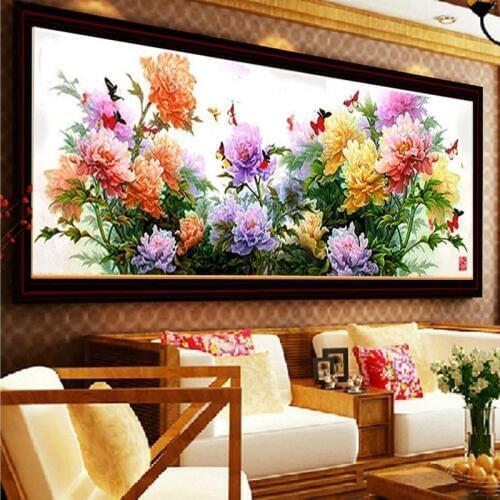 5D diy mosaic art needlework peony flower diamond painting rhinestone pasted diamond cross stitch diamond flower embroidery