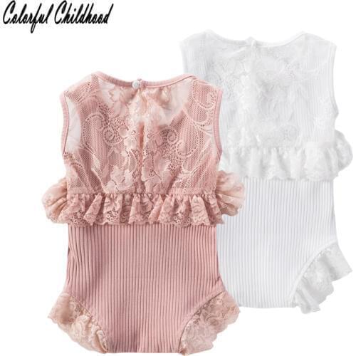 Ruffles lace romper baby girls cozy sleeveless jumpsuit newborn baby onesies 100% cotton toddler girls overalls children costume